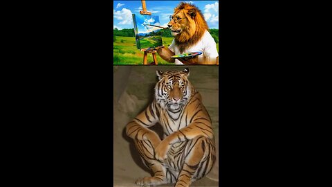 AI Lion Painting & Tiger | AI Creation #ai #nature #lion #tiger #naturesyncai