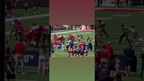 LIBERTY FLAMES FOOTBALL SPRING GAME🔥❗️ #americanfootball #libertyfootball #youtubeshorts #defense