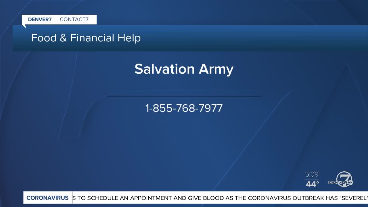 Salvation Army offering food boxes and rent and utility assistance