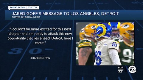 Jared Goff shares message with Rams, Lions fans