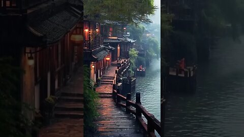 雨声睡眠：湖畔古楼旁试试下雨声冥想让你更快入睡，提高睡眠质量BGM#sleepmusic #sleep #shortsvideo #rainsounds #shorts #rain