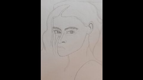 Outline of girl drawing