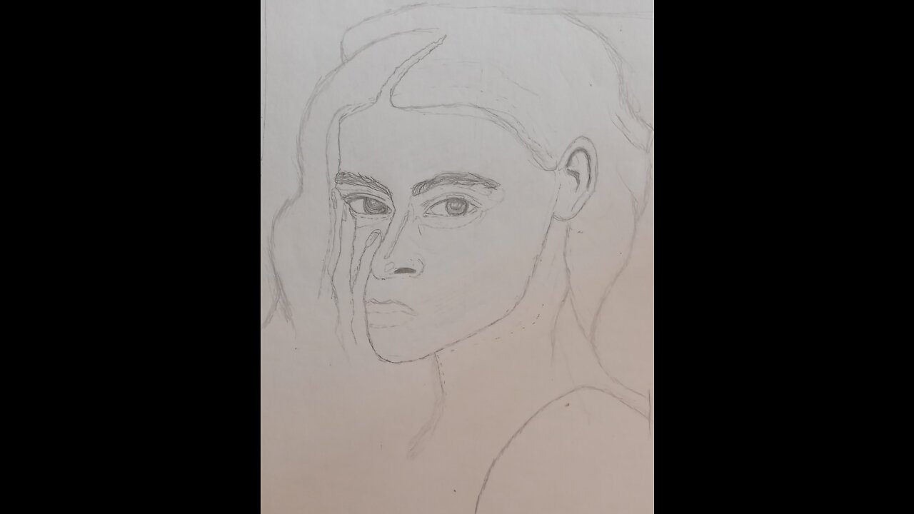 Outline of girl drawing