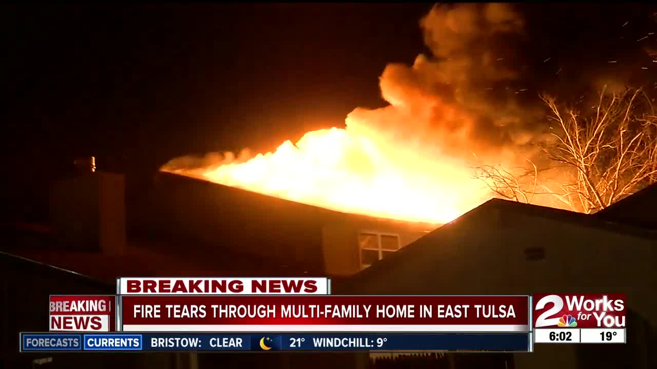 Fire tears through multi-family home in east Tulsa