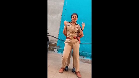 police girl dance with energetic