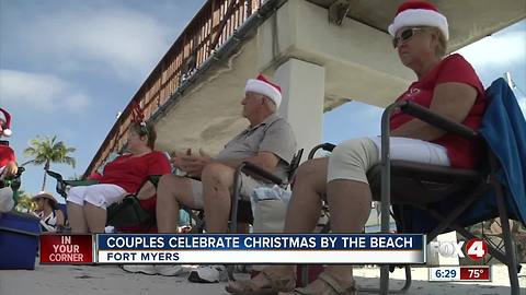 Couples celebrate Christmas on Fort Myers Beach