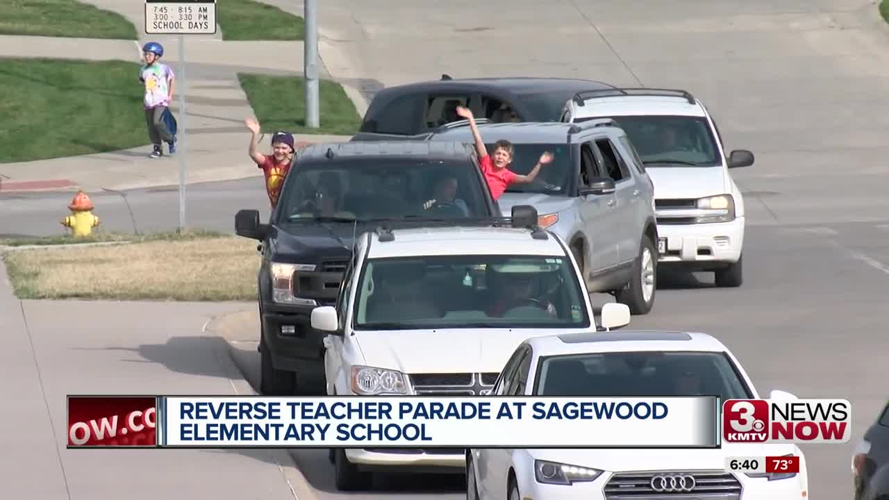 Reverse teacher parade at Sagewood Elementary School