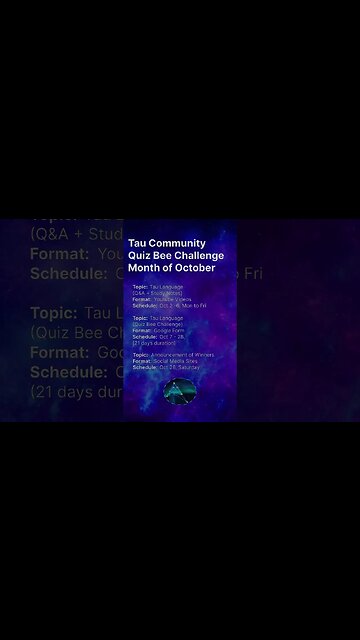 Quiz Bee Schedule October 2023 🔔 #tau #taunet #agoras