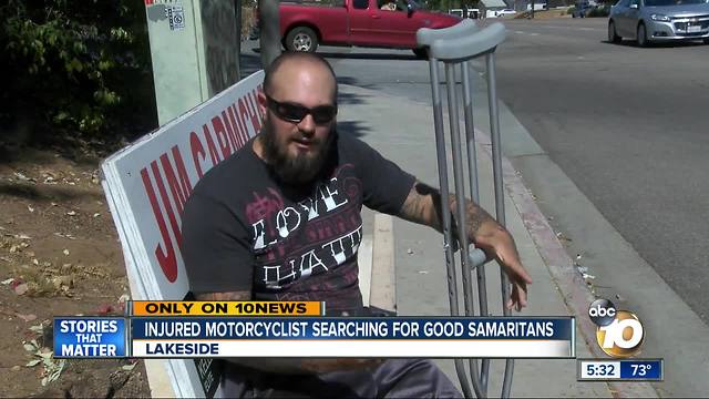 Injured motorcyclist searching for Good Samaritans