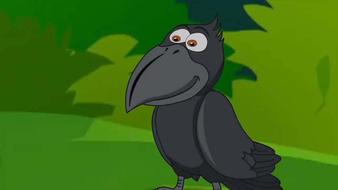 English cartoon story fun with kids and clever crow