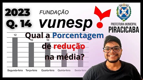 Média Aritmética e Porcentagem | Questão 14 Piracicaba 2023 Banca VUNESP Como calcular a Porcentagem