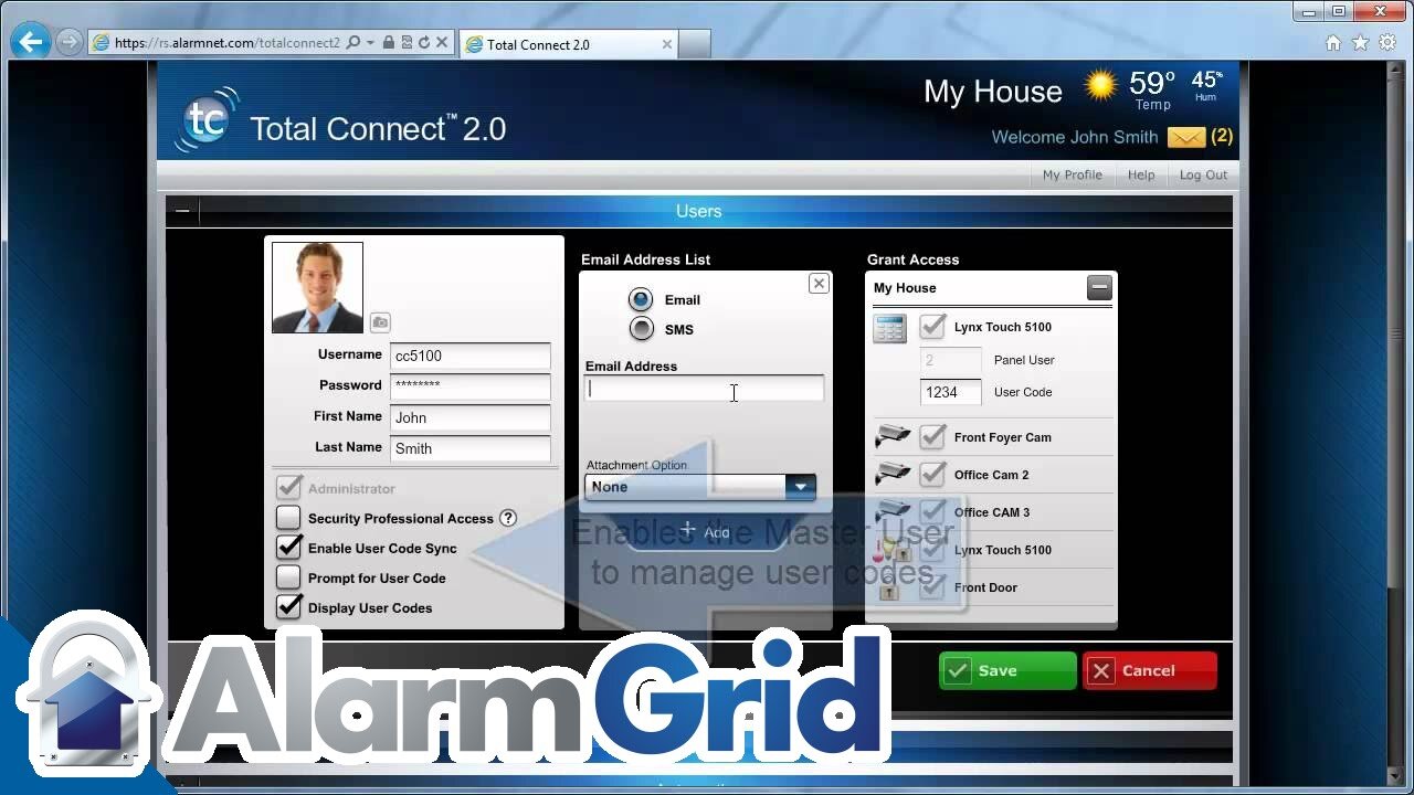 Total Connect 2.0: Editing an User Profile