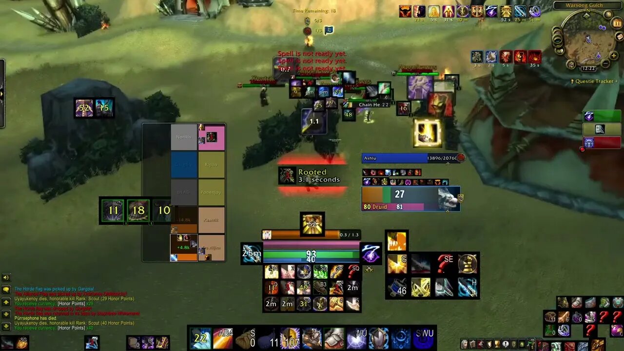 turn around the hut for 1 hour since no team purgebot druid cant dispel curse and save fc