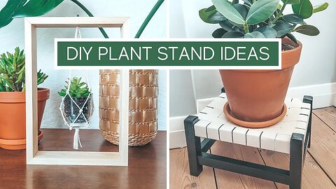 UNIQUE PLANT STAND DIY ideas - Leather Strap Stool & Wooden Hanging Planter