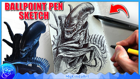 How to Draw a Xenomorph | Ballpoint Pen Sketch