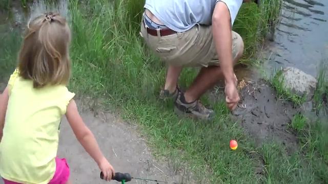 Little Girl Cries When She Catches Her First Fish