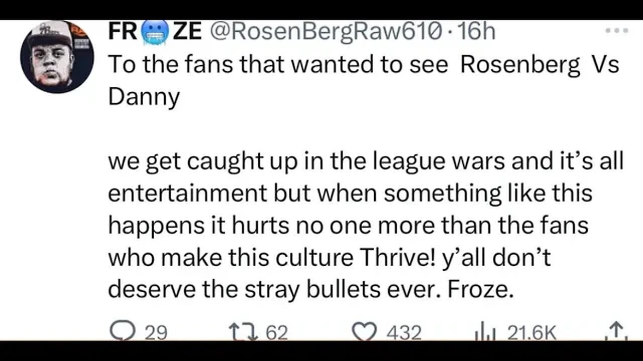 ROSENBURG RAW RESPONDS TO DANNY MYERS FOR BACKING OUT OF BATTLE #angryfan007 #dannymyers #url #rbe