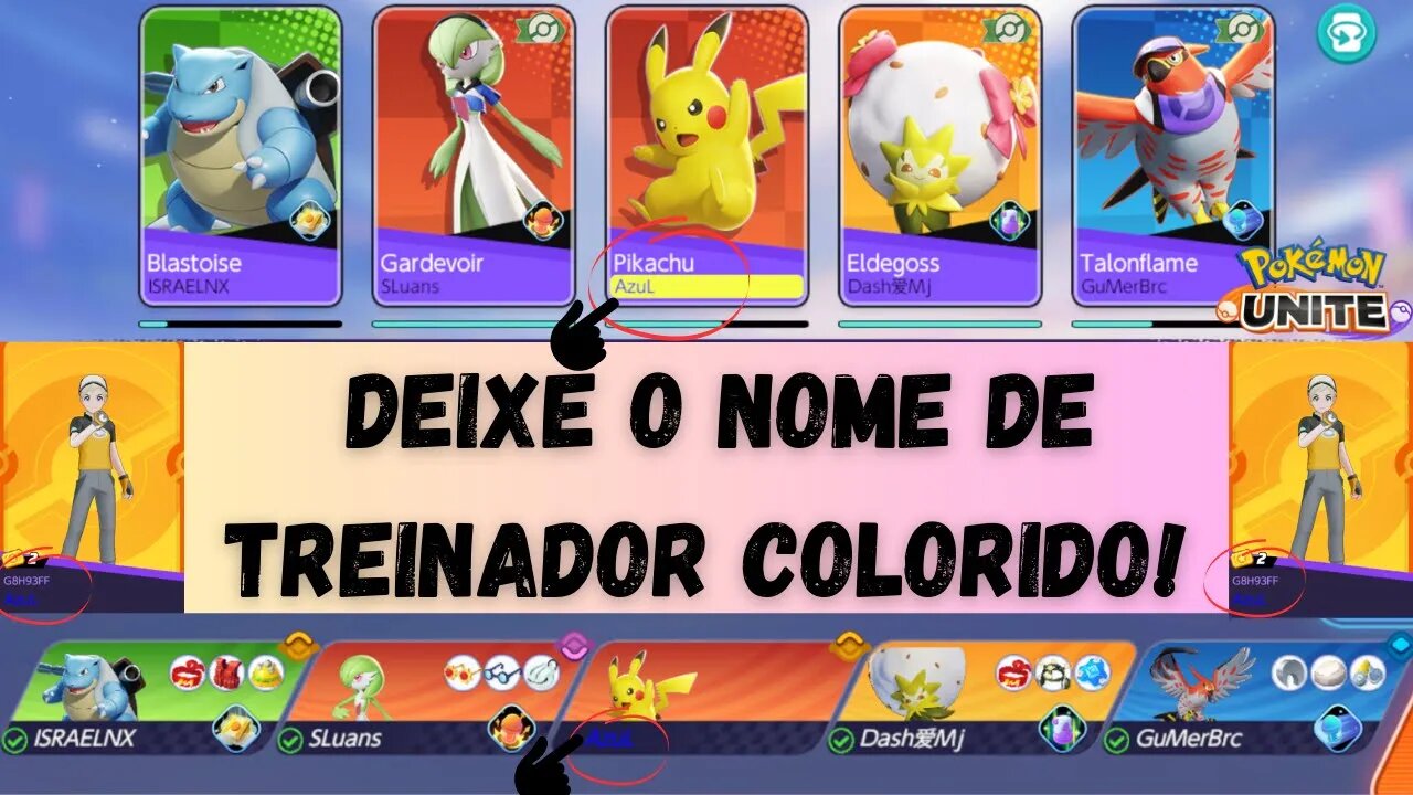COMO MUDAR A COR DO NOME NO POKÉMON UNITE