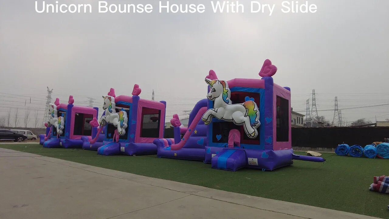 Unicorn Bounse House With Dry Slide#factory bounce house#factory slide#bounce #bouncy #castle