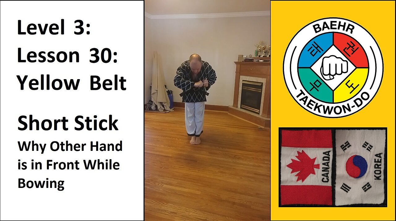 Baehr Taekwondo: 03-30: Yellow Belt: Short Stick - Why Other Hand is in Front While Bowing