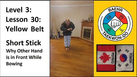 Baehr Taekwondo: 03-30: Yellow Belt: Short Stick - Why Other Hand is in Front While Bowing