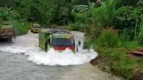 truck by river