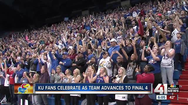 KU fans celebrate as team advances to Final 4