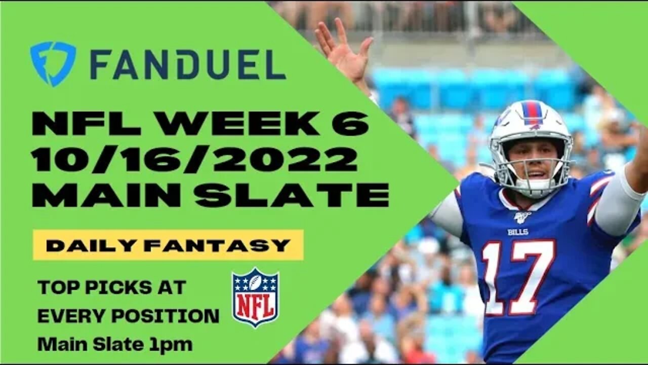 Dreams Top Picks for NFL DFS WEEK 6 Main Slate 10/16/2022 Daily Fantasy Sports Strategy DraftKings