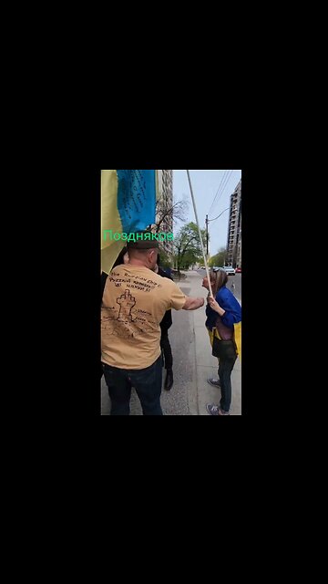 Toronto, Canada: A group of degenerate Ukrainians try to antagonize and intimidate the Russian man