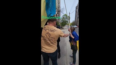 Toronto, Canada: A group of degenerate Ukrainians try to antagonize and intimidate the Russian man