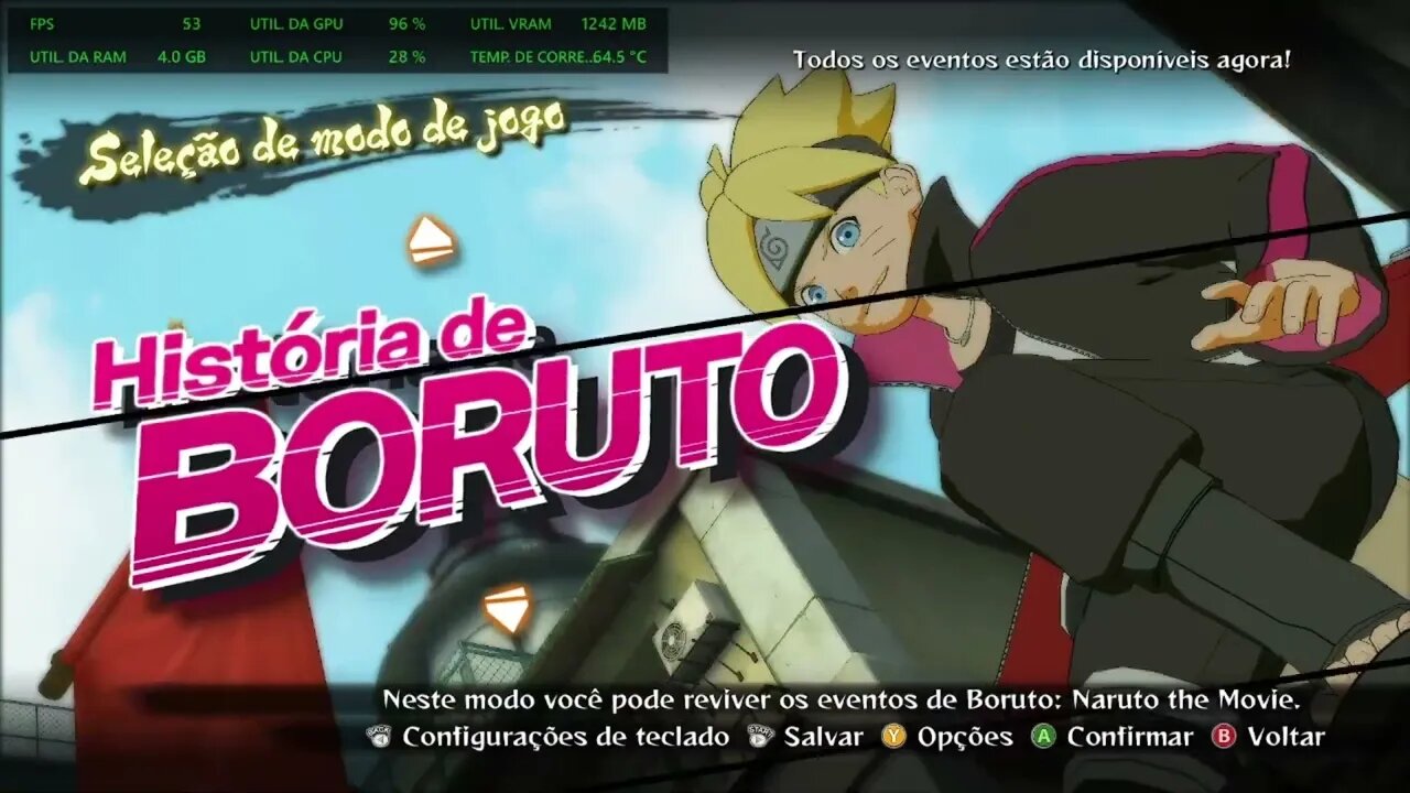 Naruto Shippuden Ultimate Ninja Storm 4 no Lenovo Ideapad 3 com AMD Ryzen 5500U e Radeon Vega 7