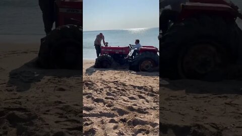 Tractor Stuck In the Sand Sinking