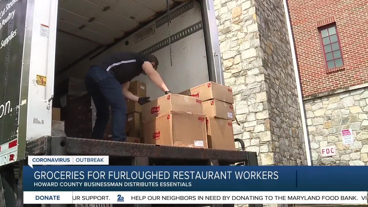 Furloughed restaurant workers receive groceries