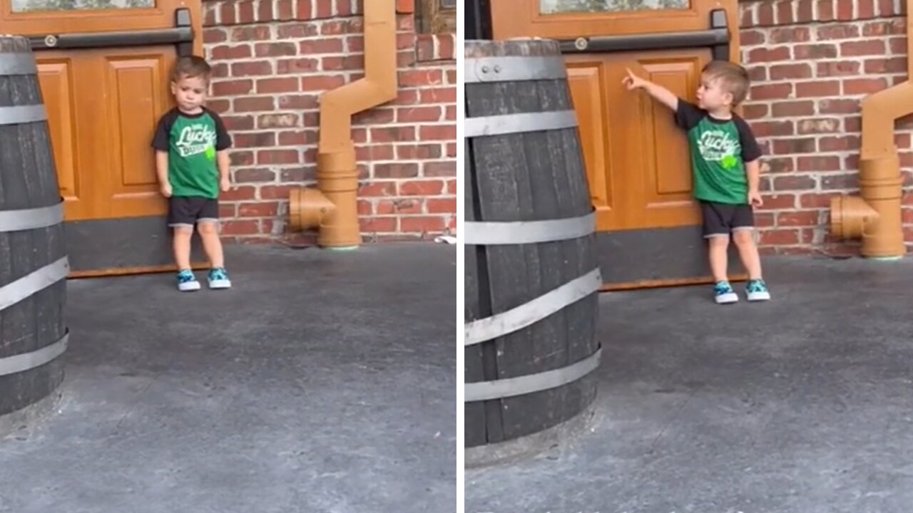 Little Boy Holds Door Open For Strangers