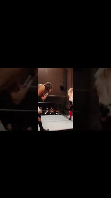 Crazy top rope cutter to Paul Jordane