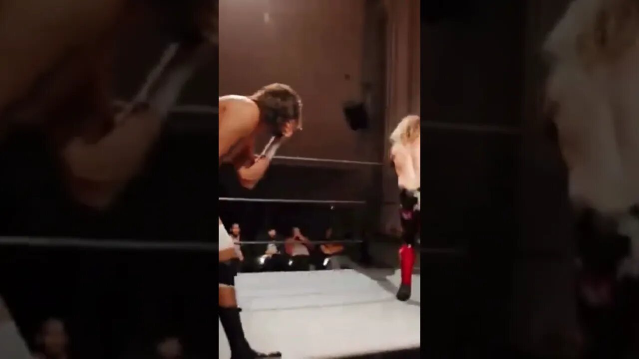 Crazy top rope cutter to Paul Jordane