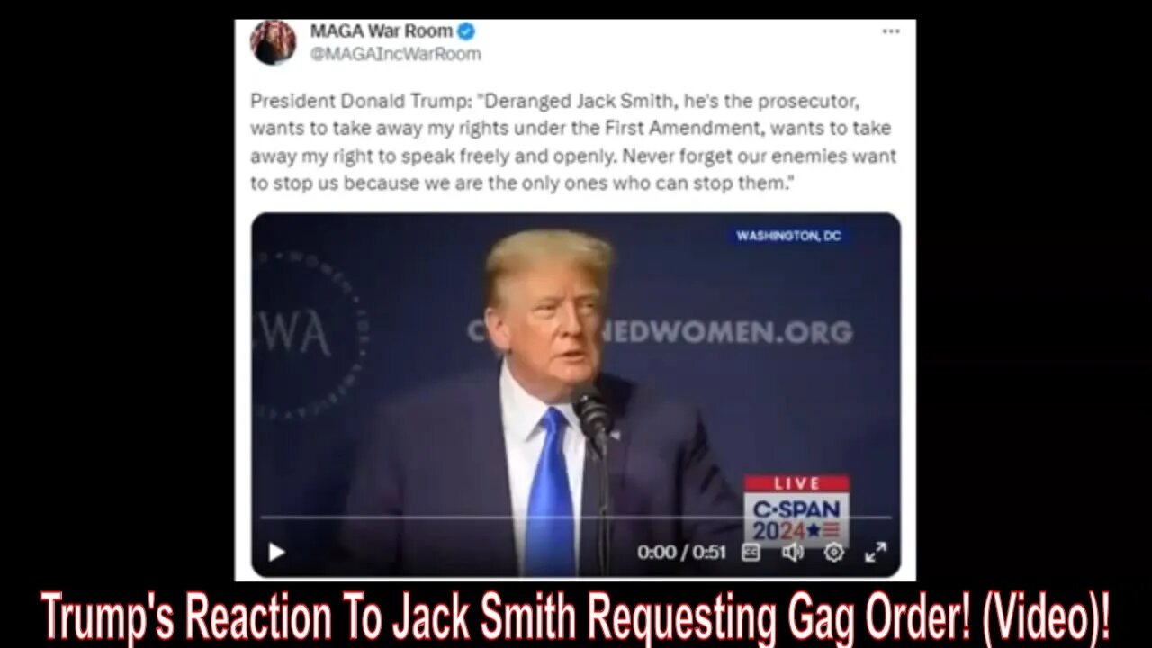Trump's Reaction To Jack Smith Requesting Gag Order! (Video)!