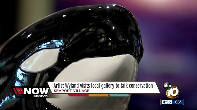 Artist Wyland visits Seaport Village gallery to talk conservation