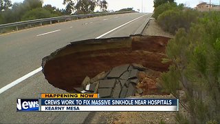 Crews work overnight to repair massive sinkhole