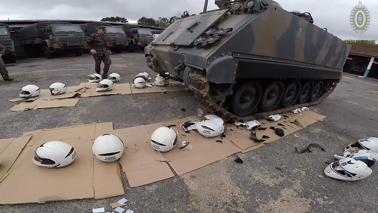 Destroying expired helmets with the M113BR Armored Vehicle