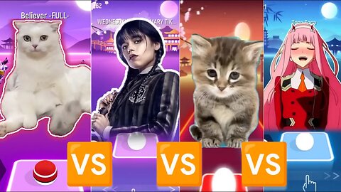 believer cat vs wednesday vs cat sing flower vs Toca Toca | Tiles Hop