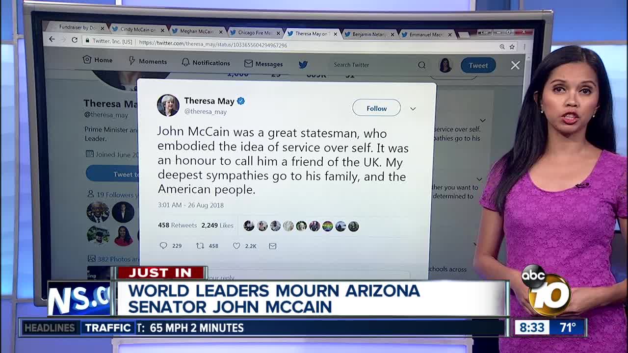 John McCain's ties to San Diego and condolences from world leaders