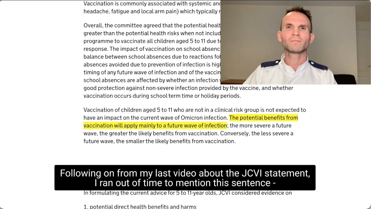 Even by the JCVI's own reasoning - the case for vaccinating children completely falls apart