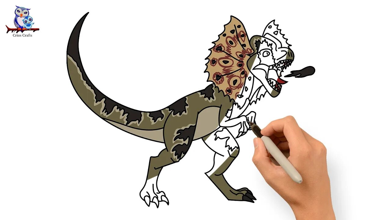 How to Draw Dilophosaurus Dinosaur - Jurassic Park