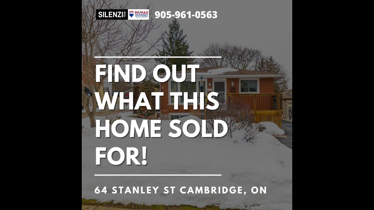 ‼‼Find Out What This Home Sold For‼‼ 64 Stanley St., Cambridge ON