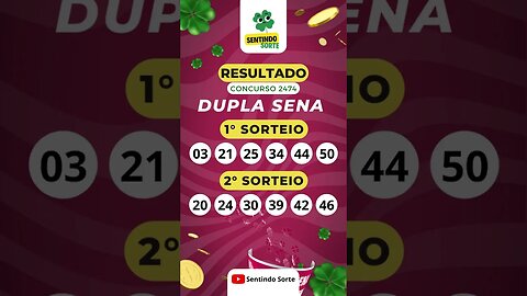 🍀 Resultado DUPLA SENA 2474 | Sentindo Sorte #shorts