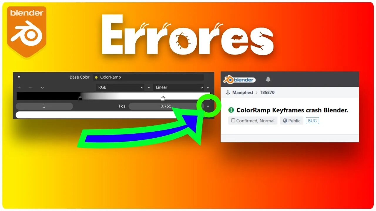 Blender_ErrorGrave (hacer fotogramas clave en color ramp cierra Blender)