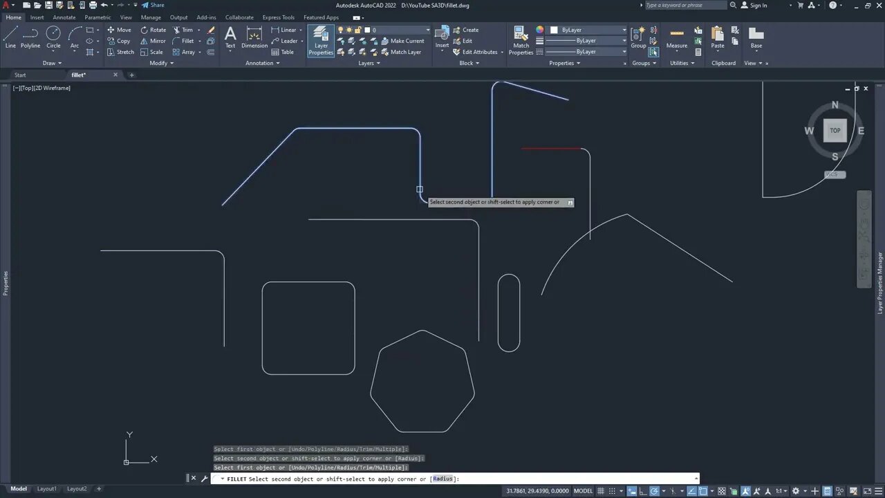 028 AutoCAD 2022 - Comandos FILLET & CHAMFER