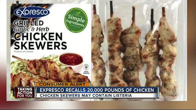 Expresco Foods recalls chicken skewers for listeria contamination