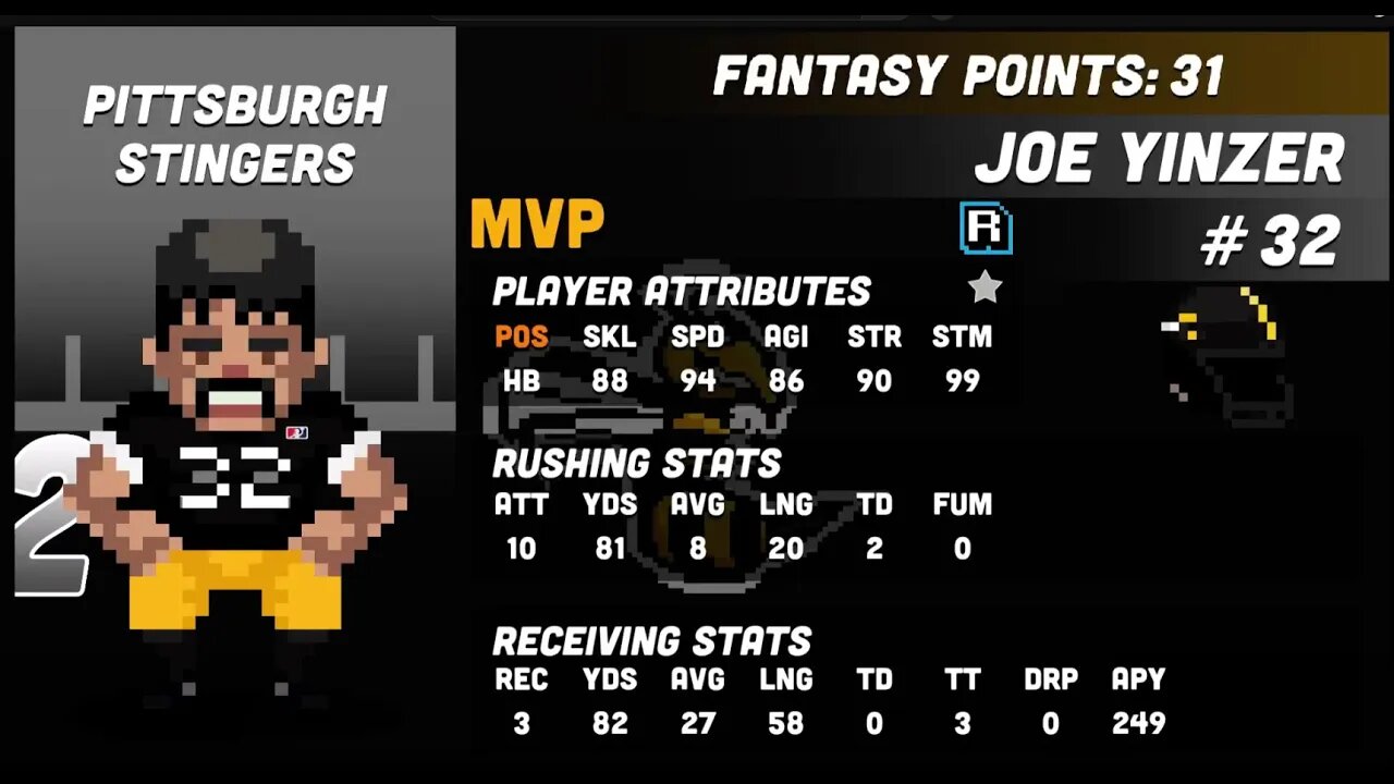 EFL:1-13- Pittsburgh Stingers (1-0) Blows Out New England Nationals (0-1) -32-3- Legend Bowl- Week 1